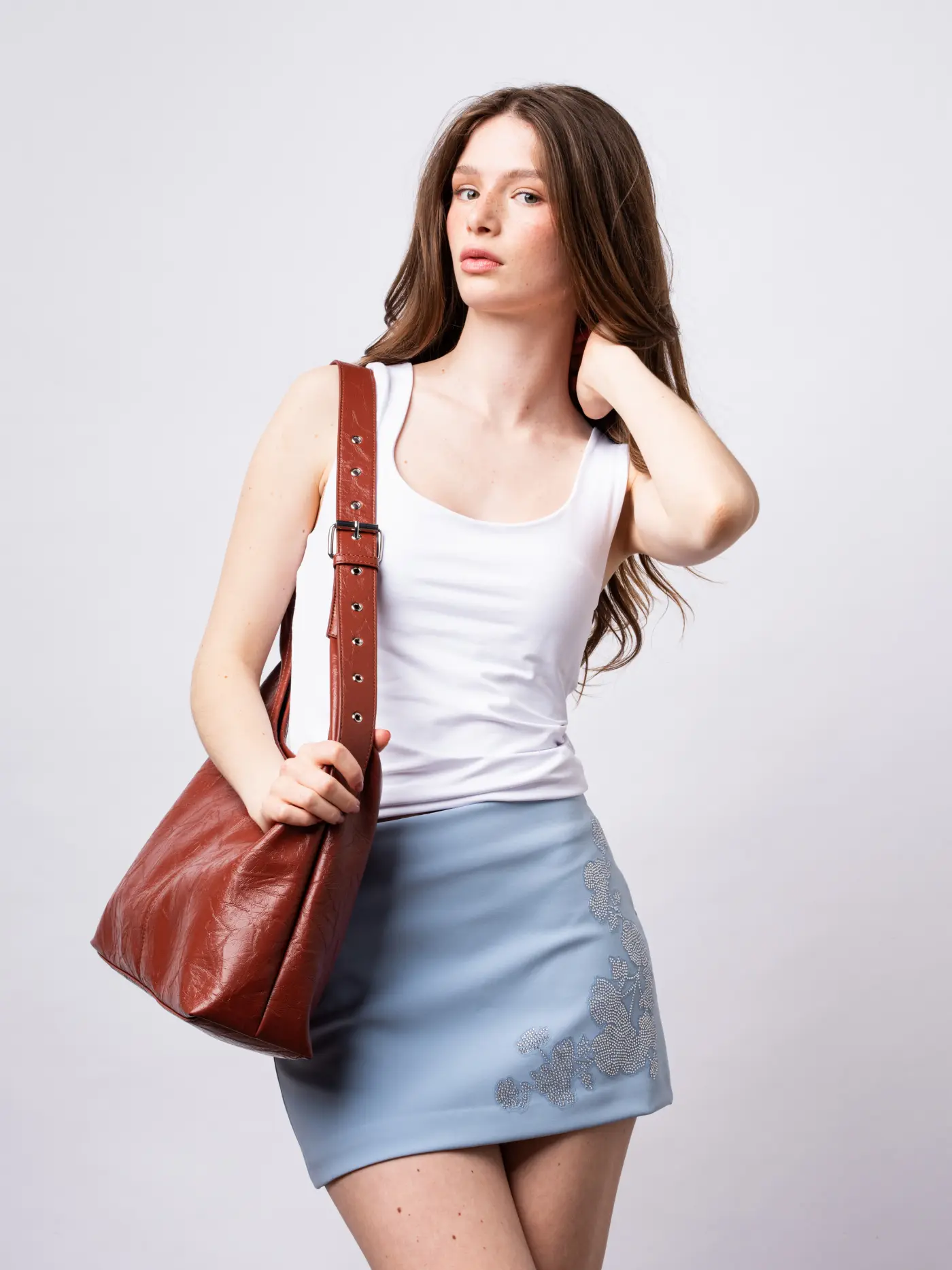Crossbody Scarlett Distressed Leather Tote - Image 46