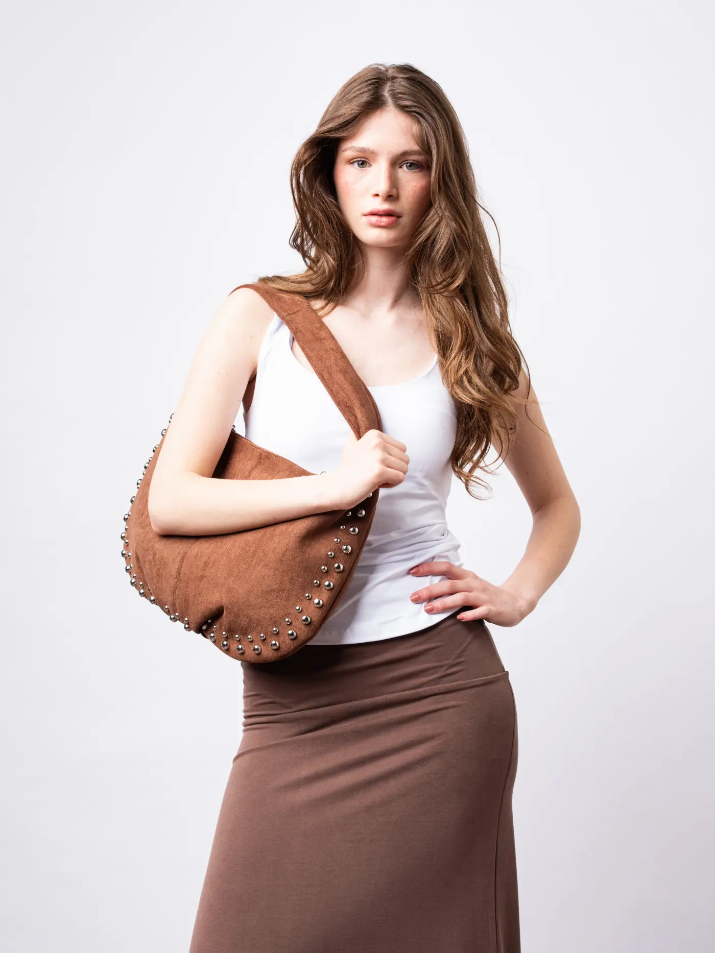 Studded Suede Shoulder Bag - Image 11
