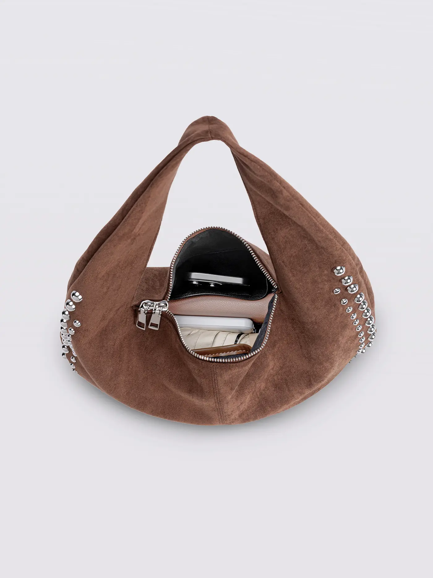 Studded Suede Shoulder Bag - Image 12