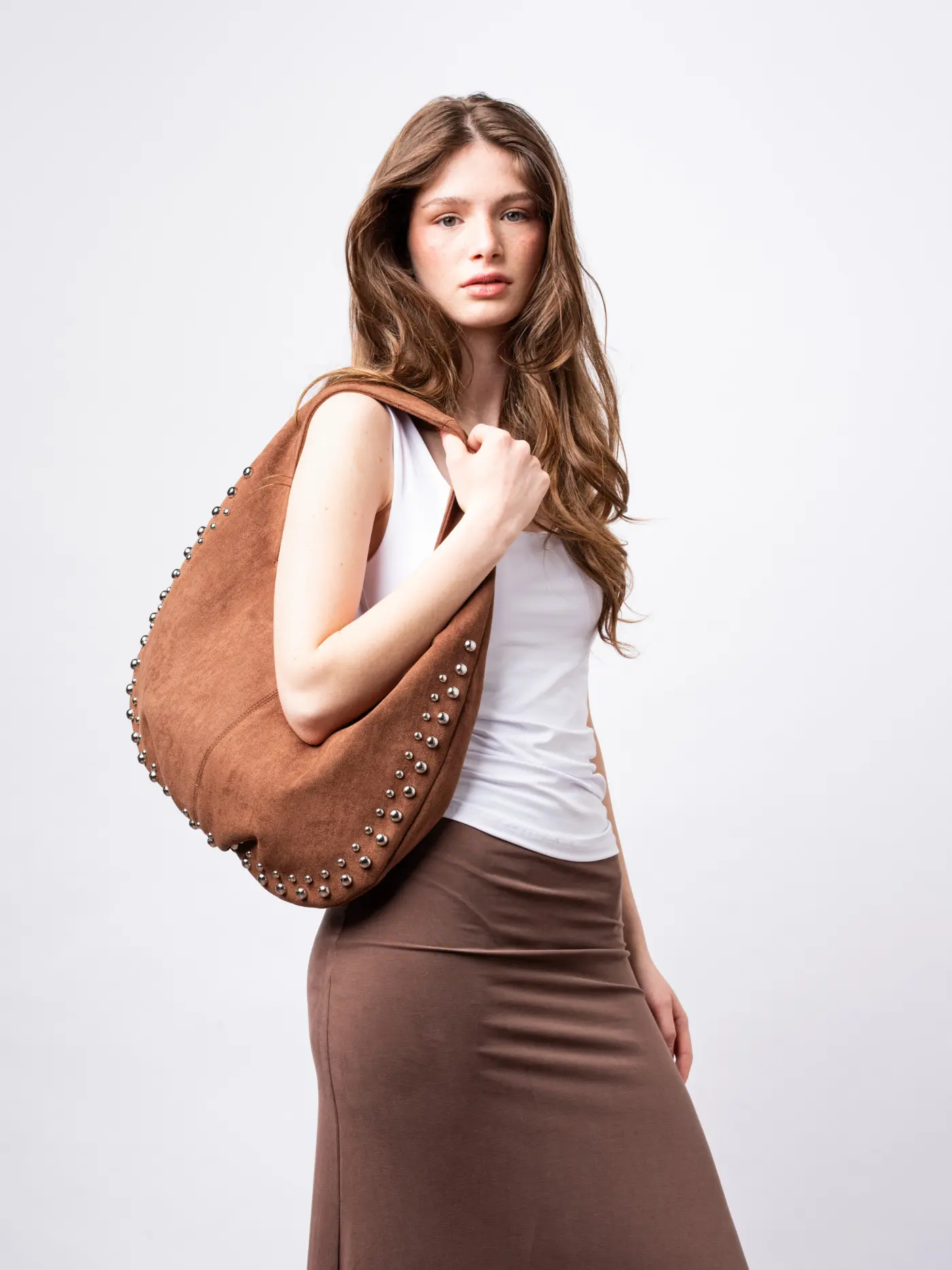 Studded Suede Shoulder Bag - Image 14