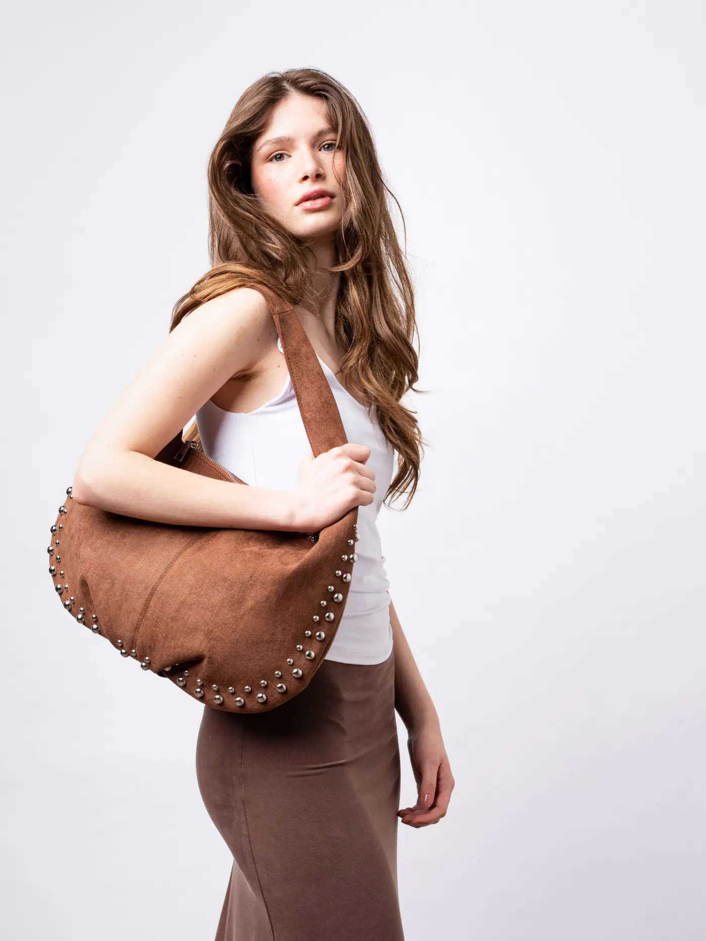 Studded Suede Shoulder Bag - Image 17