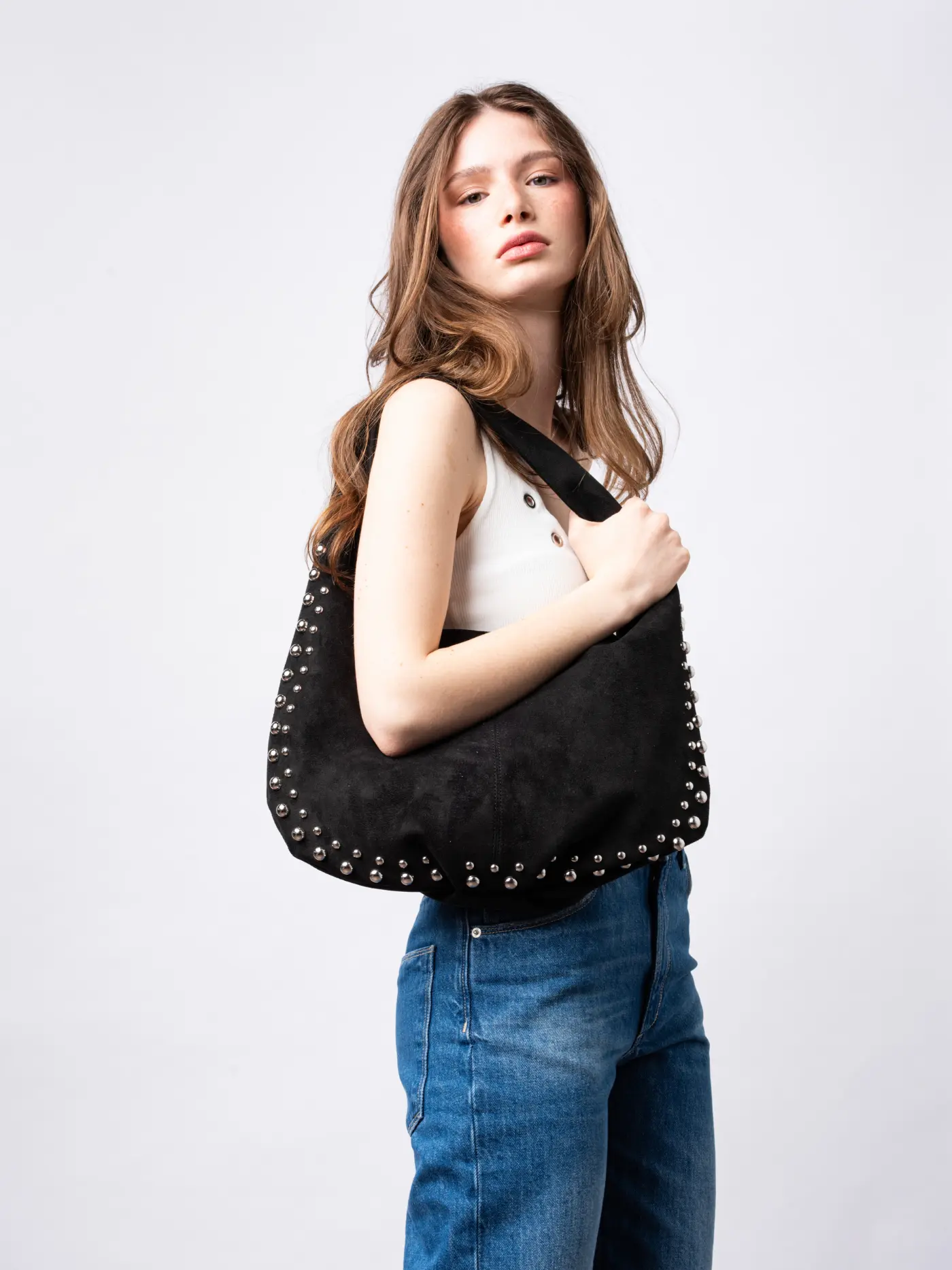 Studded Suede Shoulder Bag - Image 5