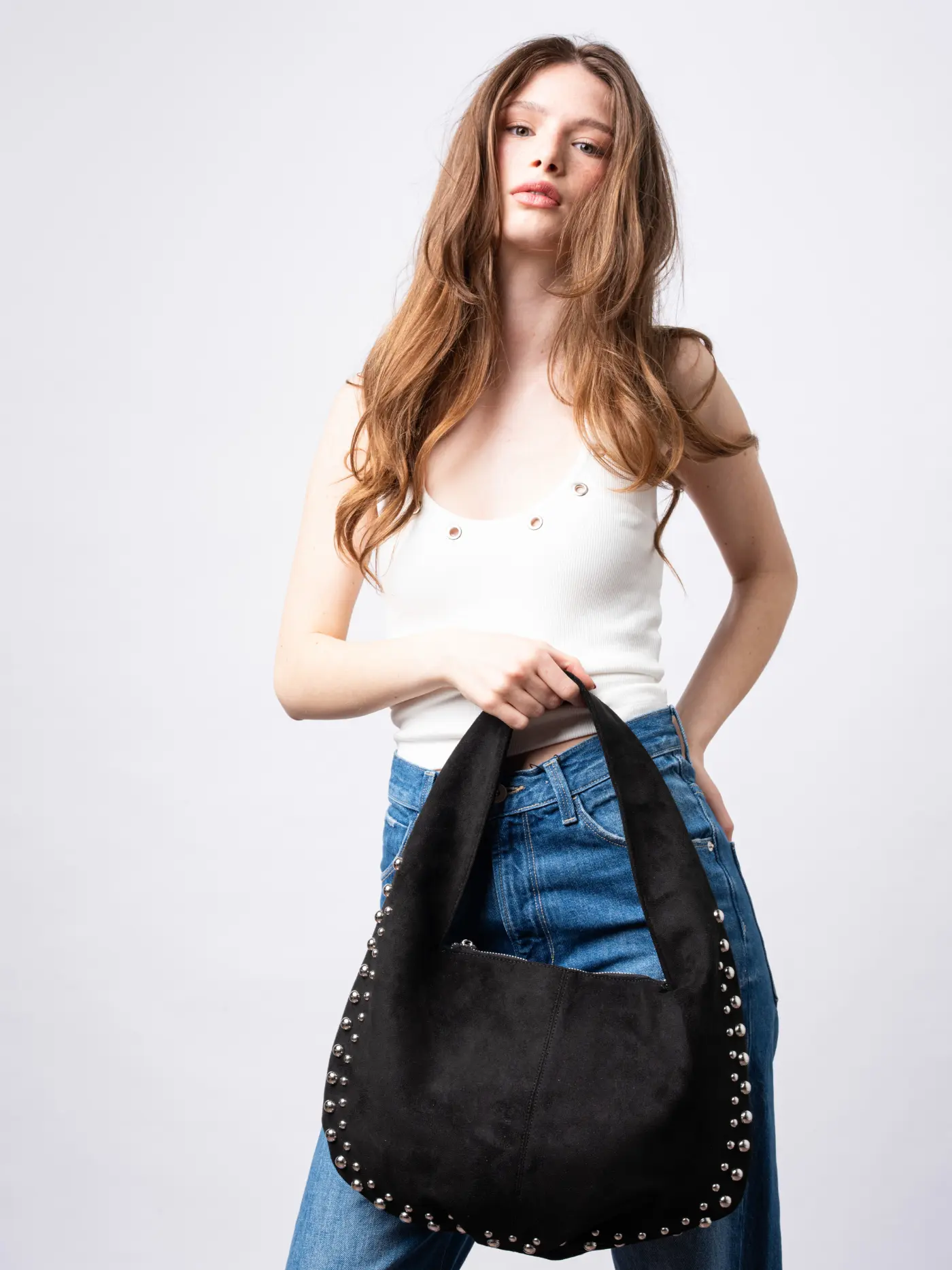Studded Suede Shoulder Bag - Image 8