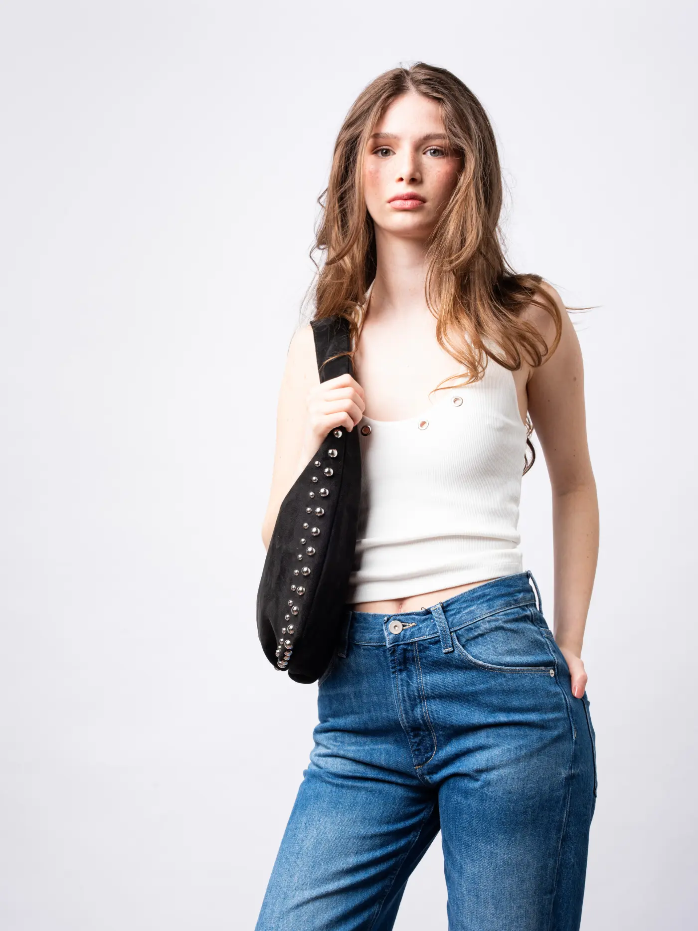 Studded Suede Shoulder Bag - Image 9